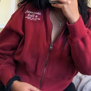 A&F Half Cropped Hoodie Zip-Up